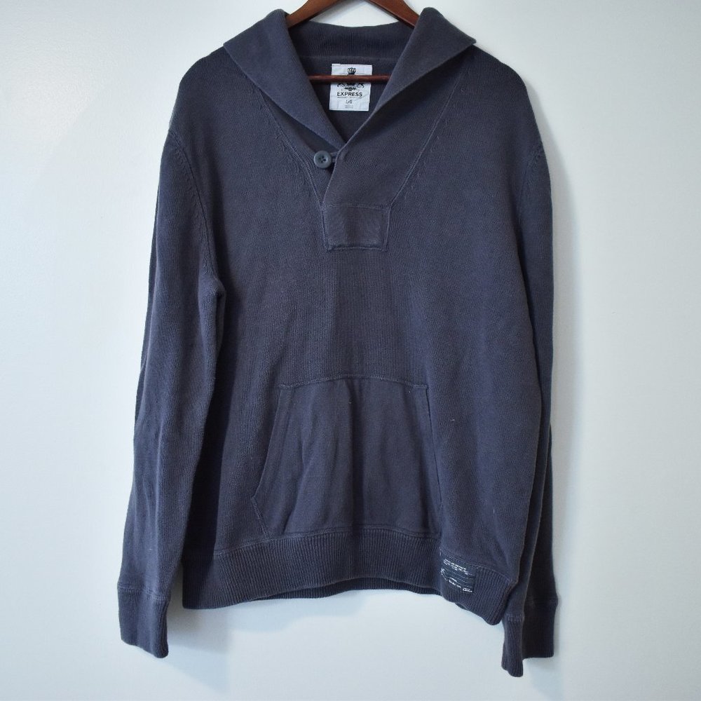 Express Charcoal Gray Sweater With Buttoned V Nec… - image 1